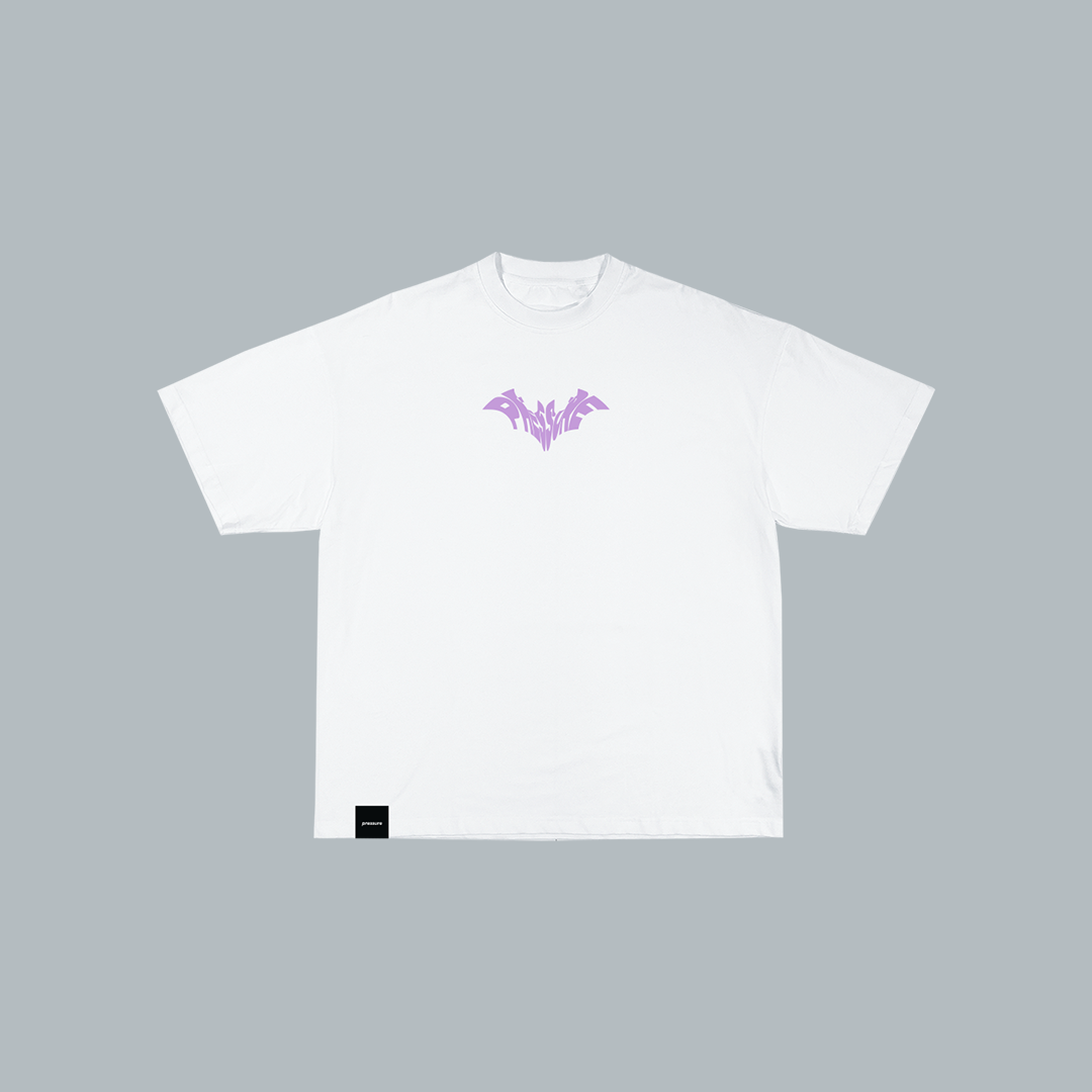 Camiseta básica blanca (logo lila)